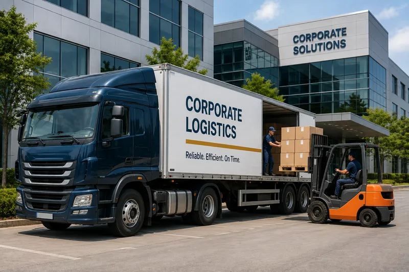 Corporate logistics vehicles at office